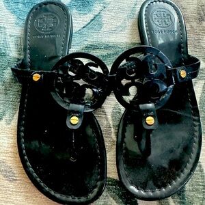 Tory Burch patent leather black Miller sandals size 6.5
